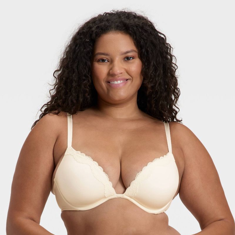 slide 4 of 5, Women's Lace Trim Super Push-Up Bra - Wild Fable™ White 38D, 1 ct