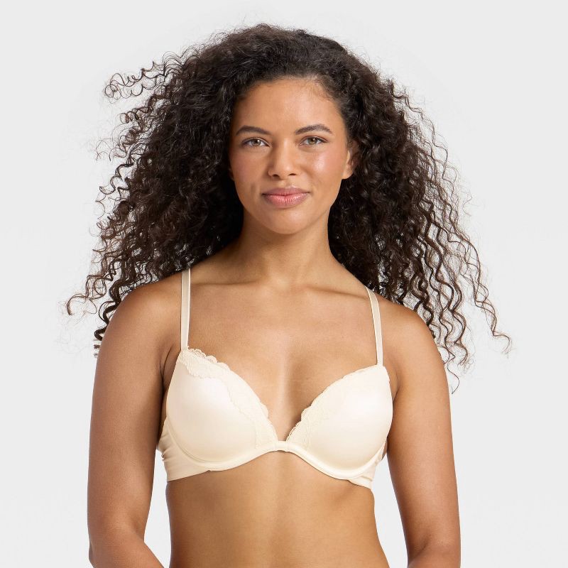 slide 1 of 5, Women's Lace Trim Super Push-Up Bra - Wild Fable™ White 38D, 1 ct