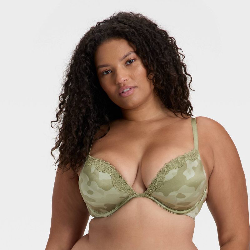 slide 4 of 5, Women's Lace Trim Super Push-Up Bra - Wild Fable™ Green 36C, 1 ct
