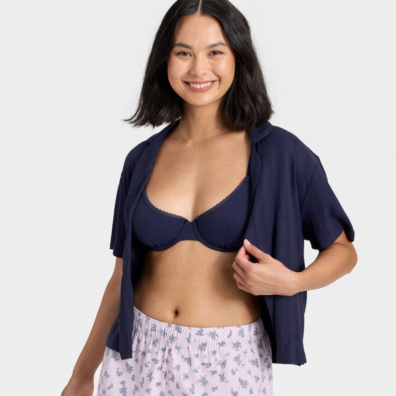 slide 3 of 5, Women's Unlined Demi Bra - Wild Fable™ Navy Blue 34C, 1 ct