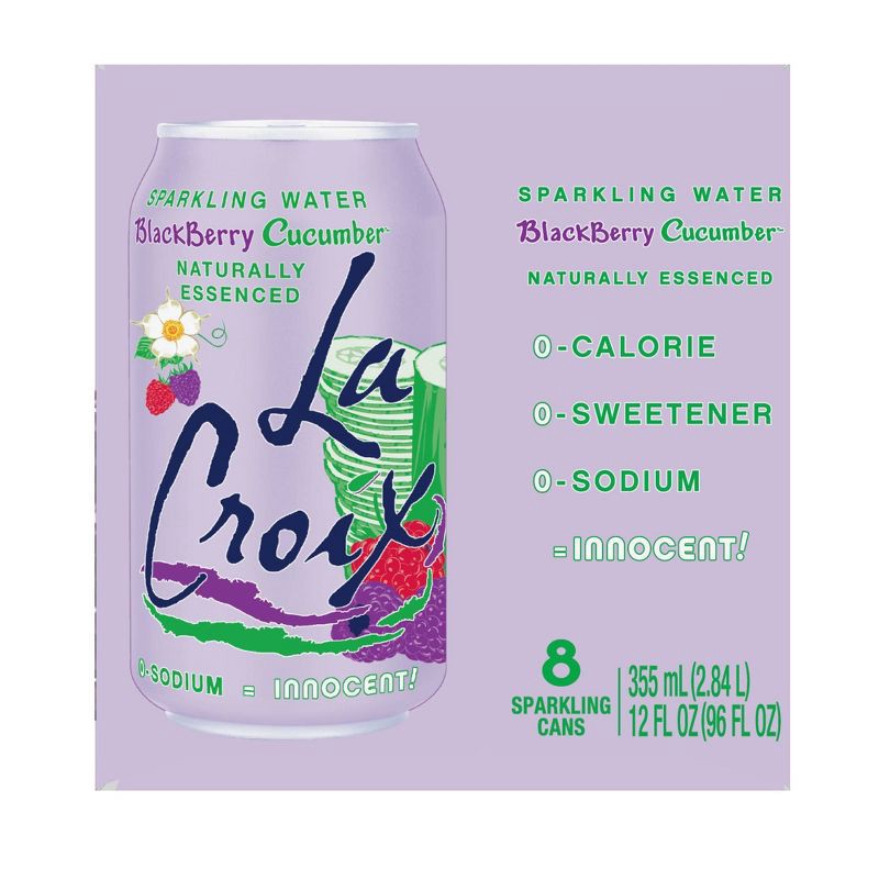 slide 3 of 6, LaCroix Blackberry Cucumber Flavored Sparkling Water - 8pk/12 fl oz Cans, 8 ct; 12 fl oz