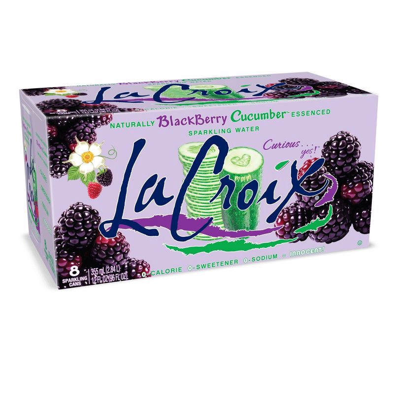 slide 1 of 6, LaCroix Blackberry Cucumber Flavored Sparkling Water - 8pk/12 fl oz Cans, 8 ct; 12 fl oz