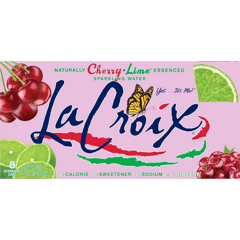 slide 4 of 6, LaCroix Cherry Lime Flavored Sparkling Water - 8pk/12 fl oz Cans, 8 ct; 12 fl oz