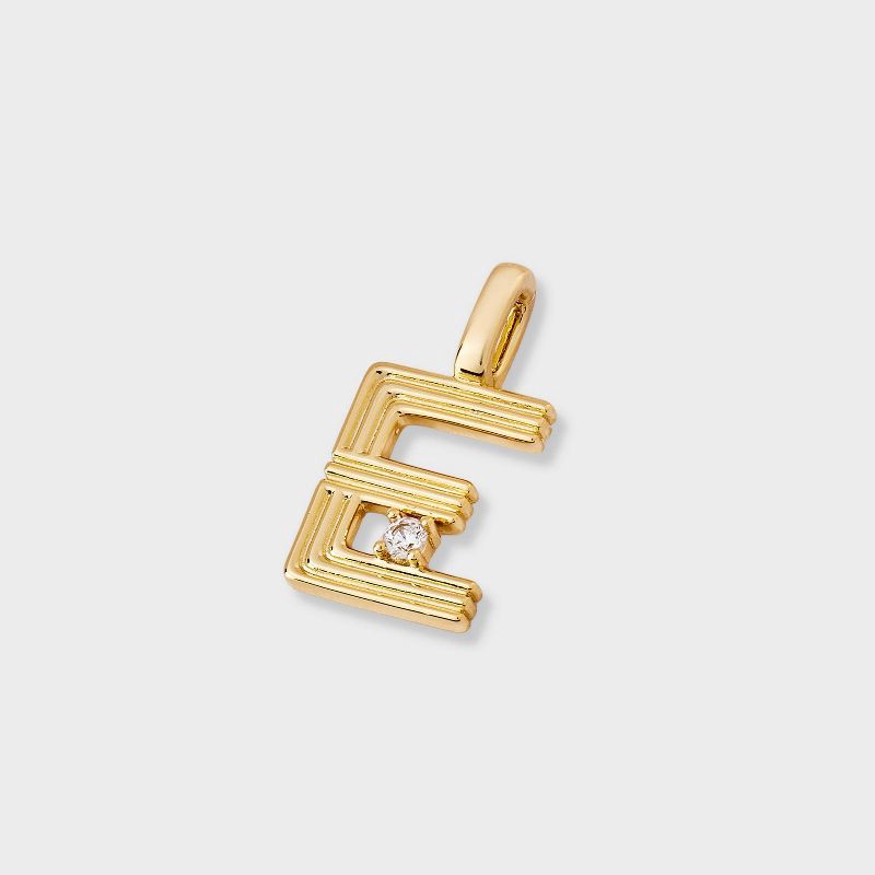slide 2 of 2, 14K Gold Dipped Cubic Zirconia Ribbed "E" Letter Charm - A New Day™ Gold, 1 ct