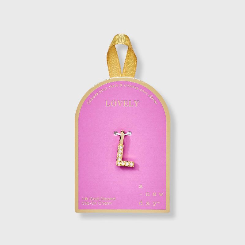 slide 1 of 2, 14K Gold Dipped Pearl "L" Letter Charm - A New Day™ Gold, 1 ct