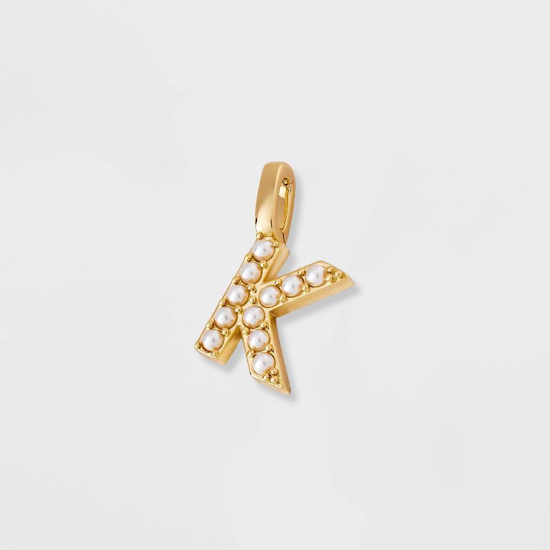 slide 2 of 2, 14K Gold Dipped Pearl "K" Letter Charm - A New Day™ Gold, 1 ct