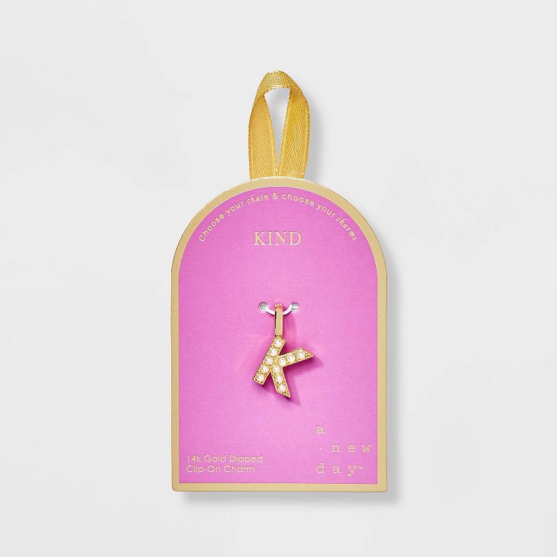 slide 1 of 2, 14K Gold Dipped Pearl "K" Letter Charm - A New Day™ Gold, 1 ct