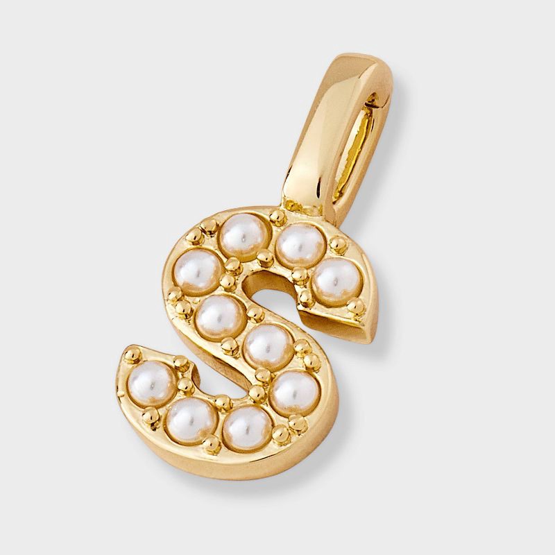 slide 2 of 2, 14K Gold Dipped Pearl "S" Letter Charm - A New Day™ Gold, 1 ct