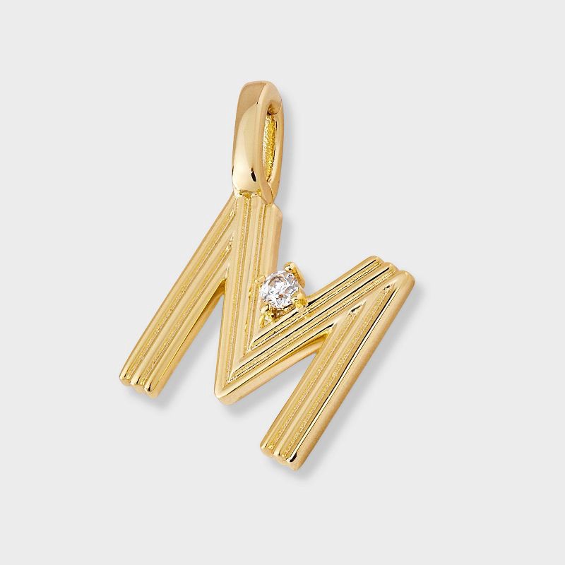 slide 2 of 2, 14K Gold Dipped Cubic Zirconia Ribbed "M" Letter Charm - A New Day™ Gold, 1 ct