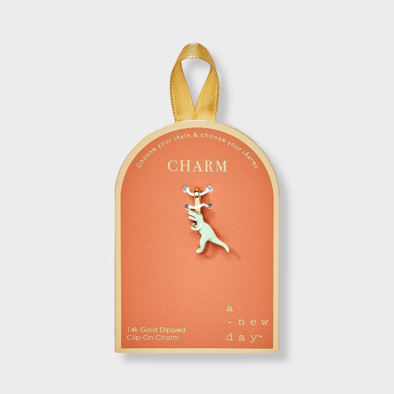 14K Gold Dipped Dinosaur Charm - A New Day™ Gold | Shipt