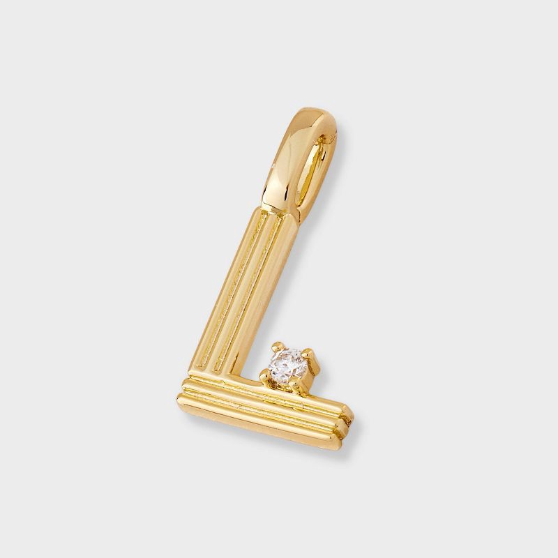 slide 2 of 2, 14K Gold Dipped Cubic Zirconia Ribbed "L" Letter Charm - A New Day™ Gold, 1 ct