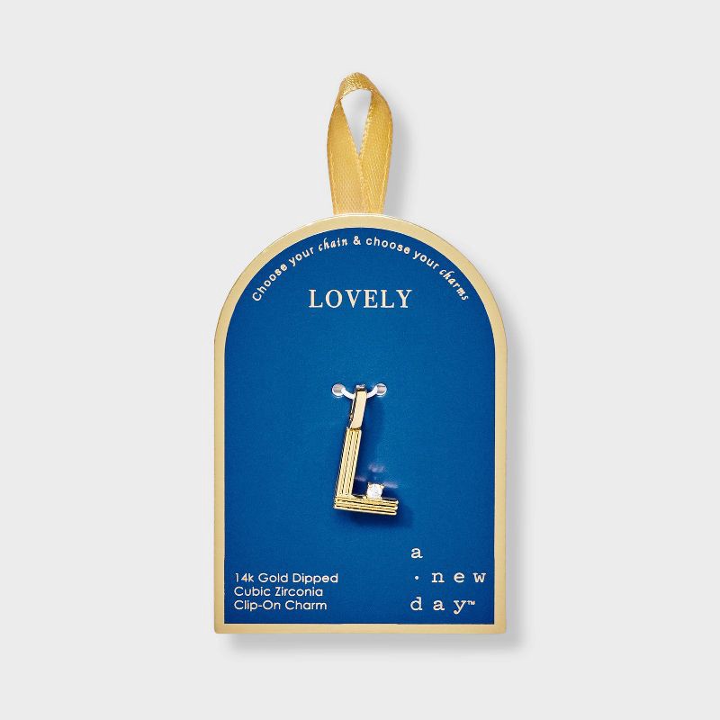 slide 1 of 2, 14K Gold Dipped Cubic Zirconia Ribbed "L" Letter Charm - A New Day™ Gold, 1 ct