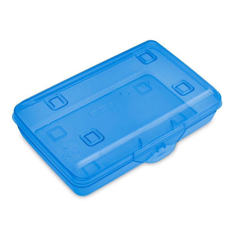 slide 1 of 1, Sterilite Flat Top Pencil Box Turquoise Blue Tint, 1 ct
