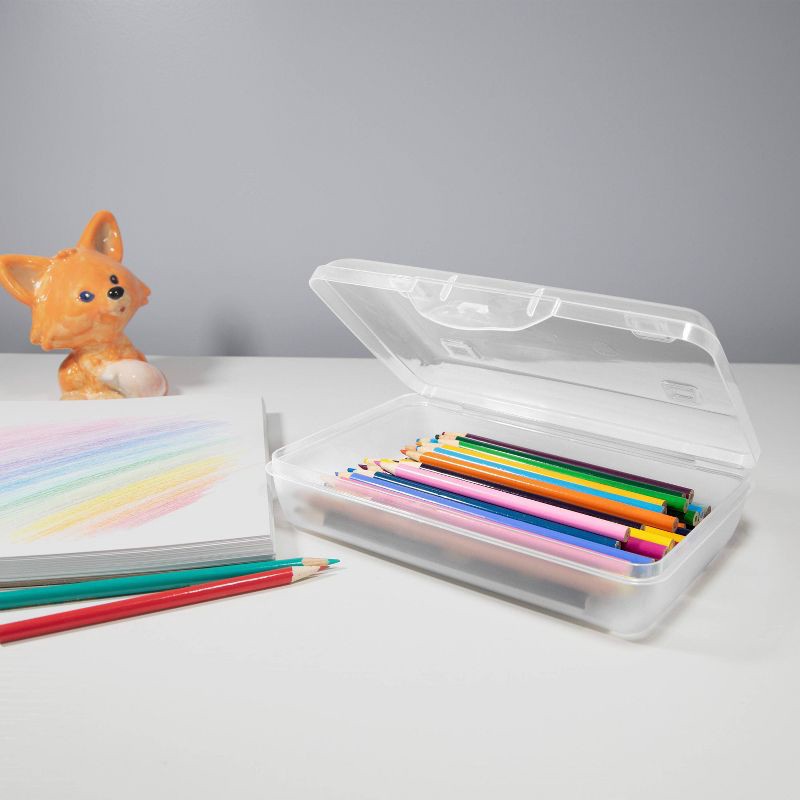 slide 3 of 8, Sterilite Flat Top Pencil Box Clear, 1 ct