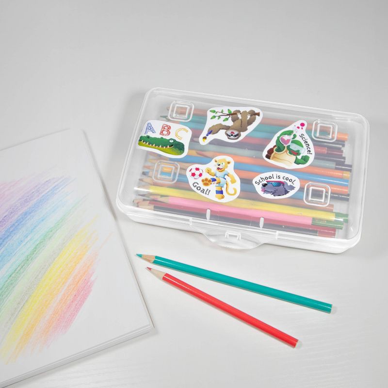 slide 4 of 8, Sterilite Flat Top Pencil Box Clear, 1 ct