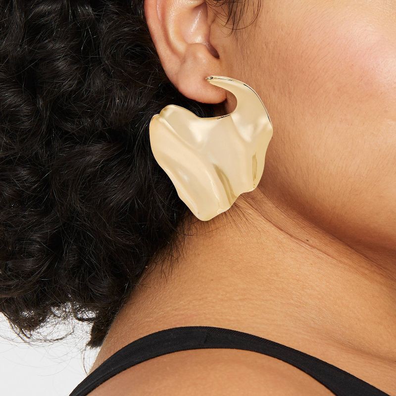 slide 2 of 3, Waved Statement Earrings - A New Day™ Gold, 1 ct