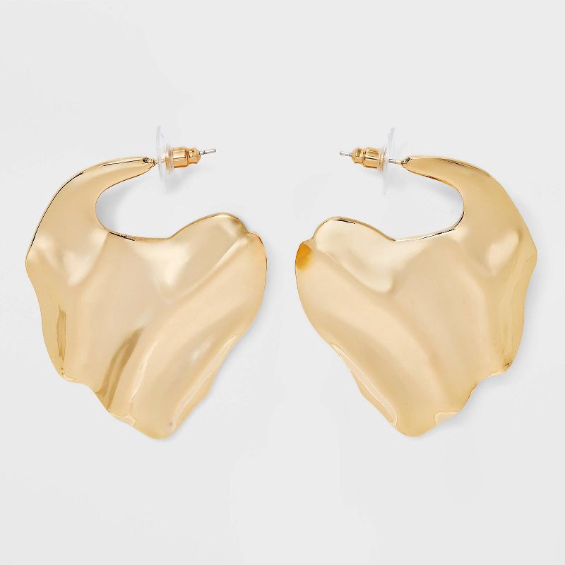 slide 1 of 3, Waved Statement Earrings - A New Day™ Gold, 1 ct
