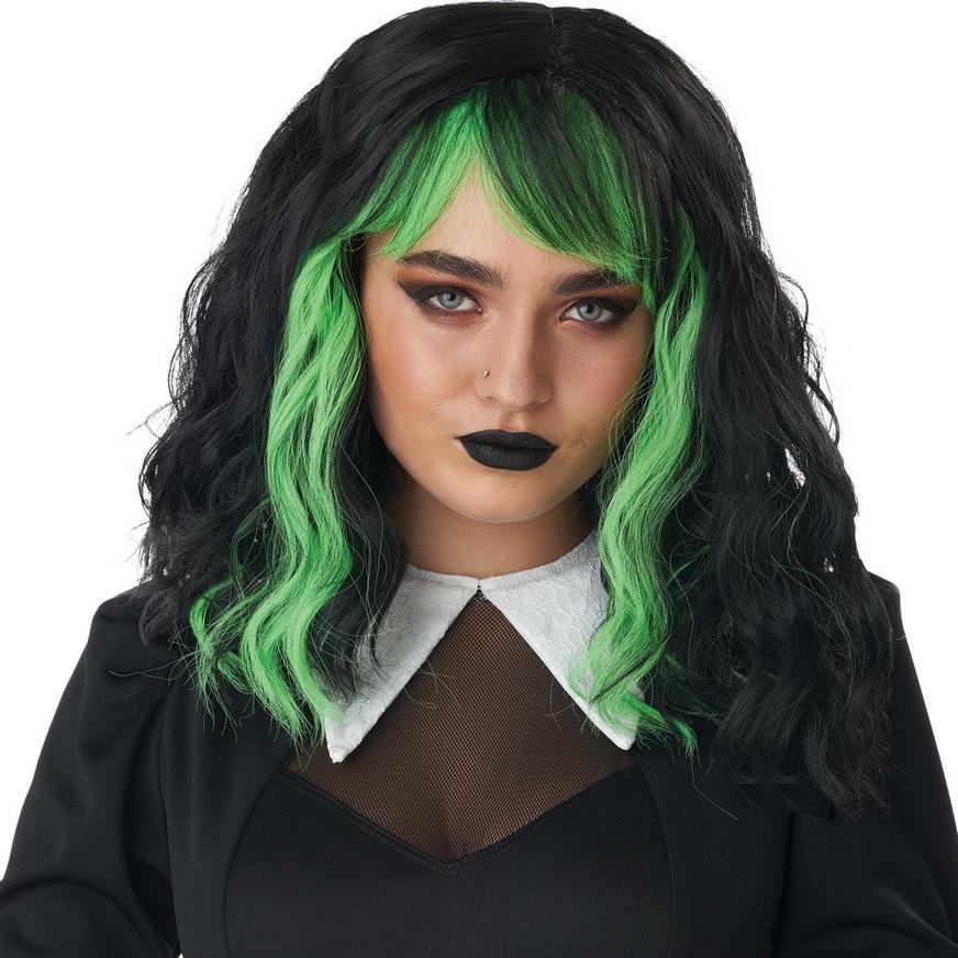 slide 1 of 1, Party City Black & Green Wig, 1 ct