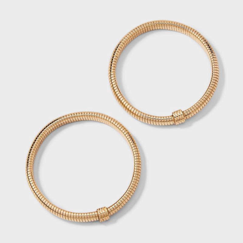 slide 2 of 3, Ribbed Bracelet Set 2pc - A New Day™ Gold, 2 ct