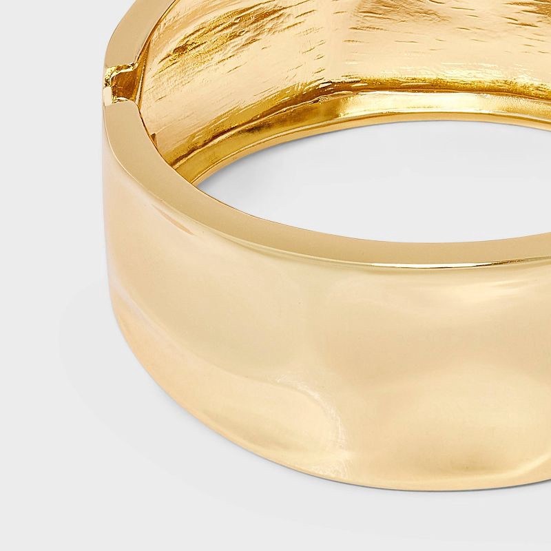 slide 4 of 4, Textured Hinged Cuff Bracelet - A New Day™ Gold, 1 ct