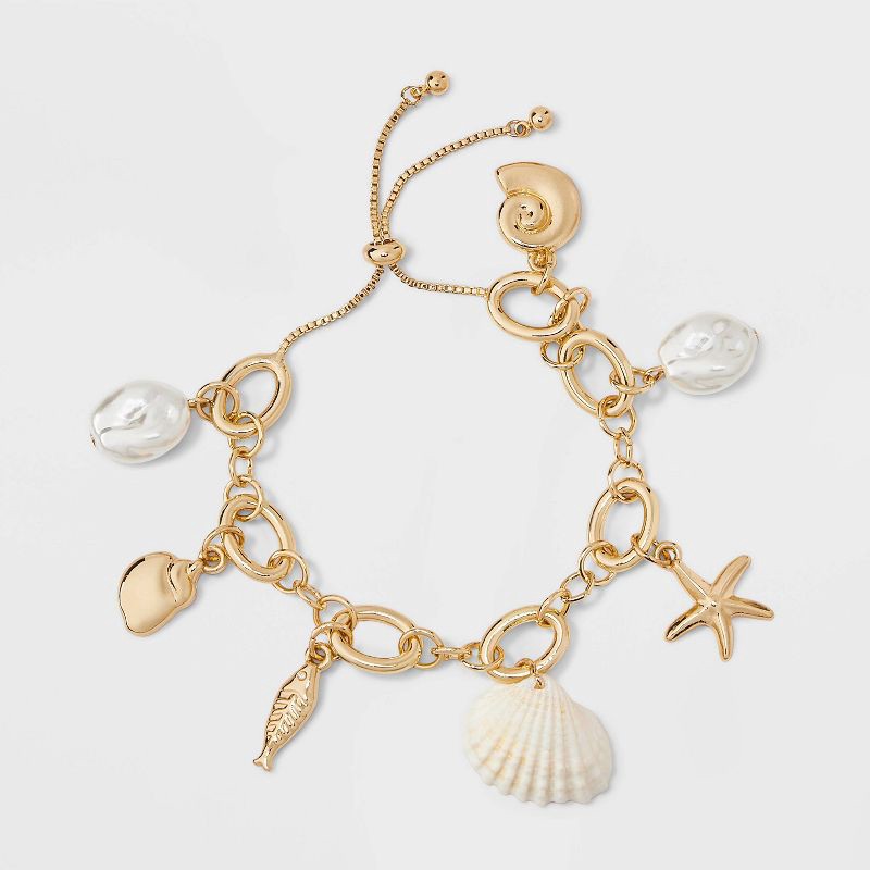 slide 3 of 4, Chunky Sealife Charm Bracelet - A New Day™ Gold, 1 ct