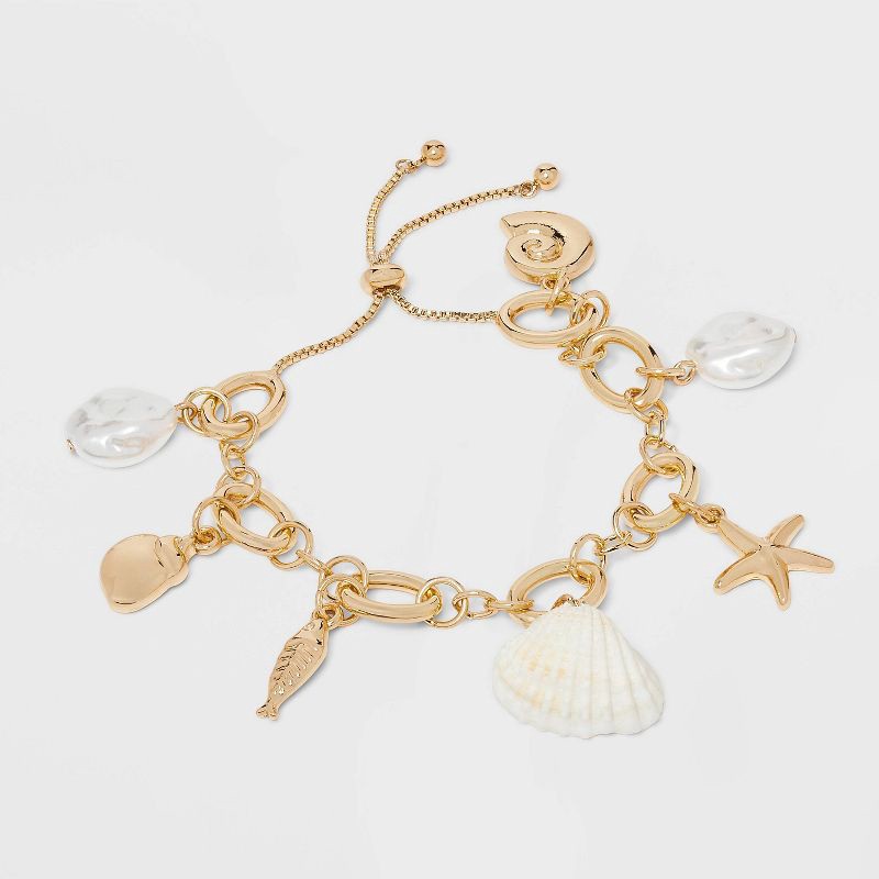 slide 1 of 4, Chunky Sealife Charm Bracelet - A New Day™ Gold, 1 ct