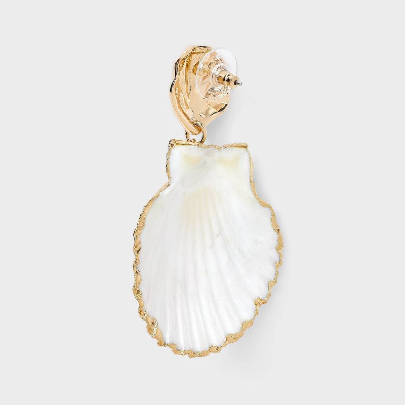 slide 3 of 3, Seashell Double Drop Earrings - A New Day™ Gold, 1 ct