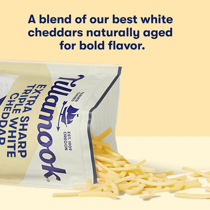 slide 3 of 8, Tillamook Shredded Extra Sharp Triple White Cheddar Cheese - 6oz, 6 oz
