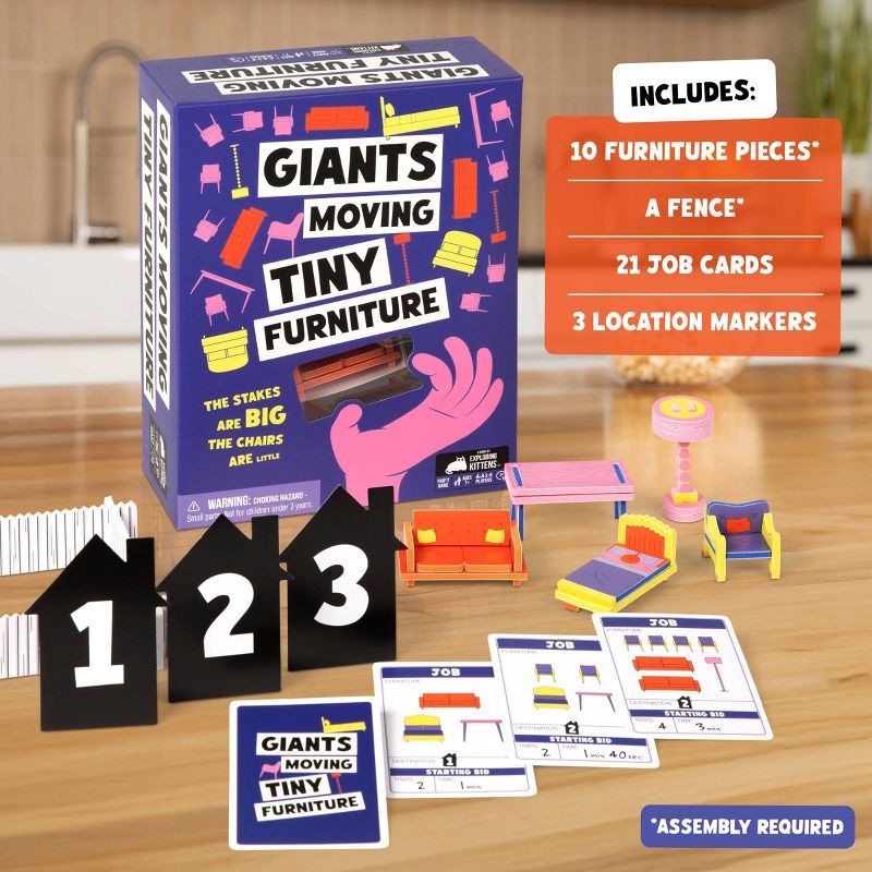 slide 3 of 9, Exploding Kittens Giants Moving Tiny Furniture Game, 1 ct