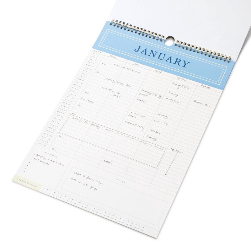 slide 3 of 3, PAPIER 11"x17" 2026 Blue Family Organized Wall Calendar, 1 ct