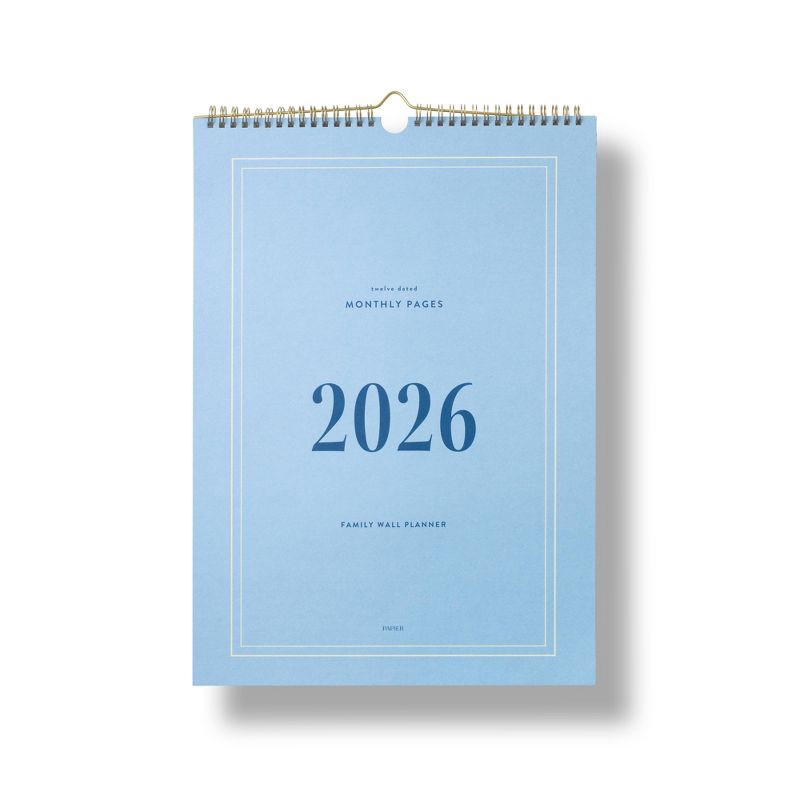 slide 1 of 3, PAPIER 11"x17" 2026 Blue Family Organized Wall Calendar, 1 ct