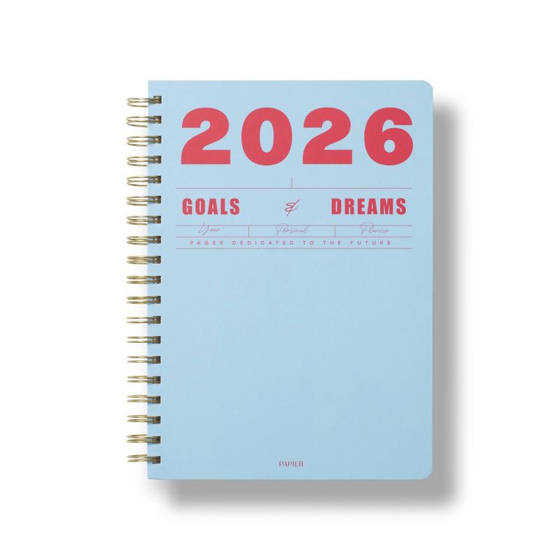slide 1 of 3, PAPIER 7"x9.875" 2026 Calendar Year Planner Spiral Goals and Dreams, 1 ct