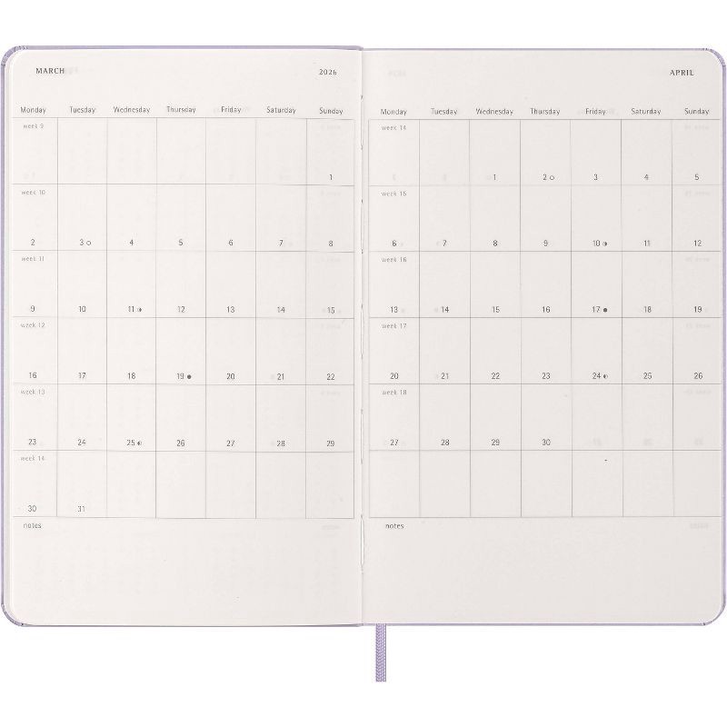 slide 5 of 7, Moleskine 2026 12 Month Daily Large Pastel Lilac Hard, 1 ct