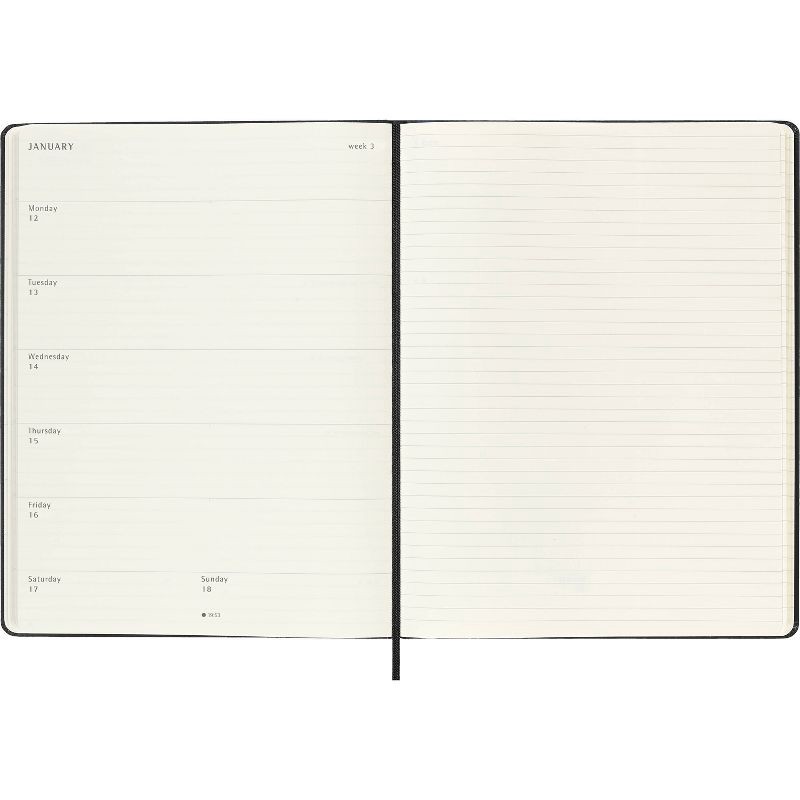 slide 4 of 7, Moleskine 7.5"x9.75" 2026 12 Months Weekly Notebook XL Black Hard, 1 ct