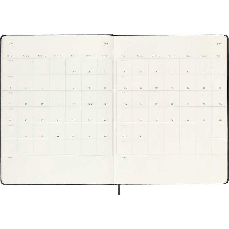 slide 5 of 7, Moleskine 7.5"x9.75" 2026 12 Months Weekly Notebook XL Black Hard, 1 ct