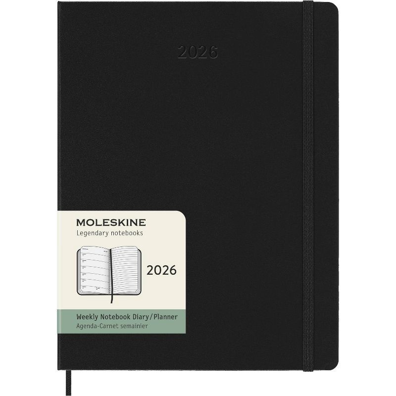 slide 1 of 7, Moleskine 7.5"x9.75" 2026 12 Months Weekly Notebook XL Black Hard, 1 ct