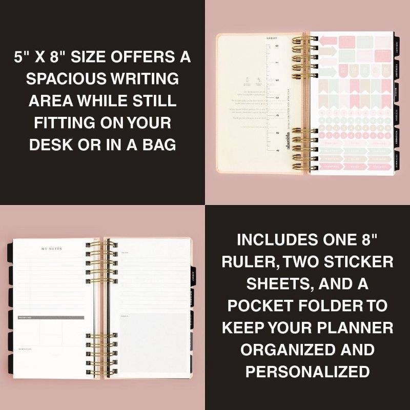 slide 3 of 4, Altitude 2025-2026 15 Months Planner 5"x8" Monthly/Weekly Powder Pink, 1 ct