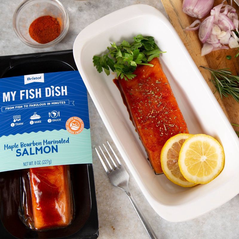 slide 2 of 3, My Fish Dish Bristol Seafood Frozen Maple Bourbon Salmon - 7oz, 7 oz