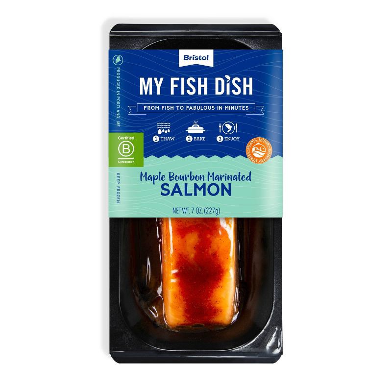 slide 1 of 3, My Fish Dish Bristol Seafood Frozen Maple Bourbon Salmon - 7oz, 7 oz
