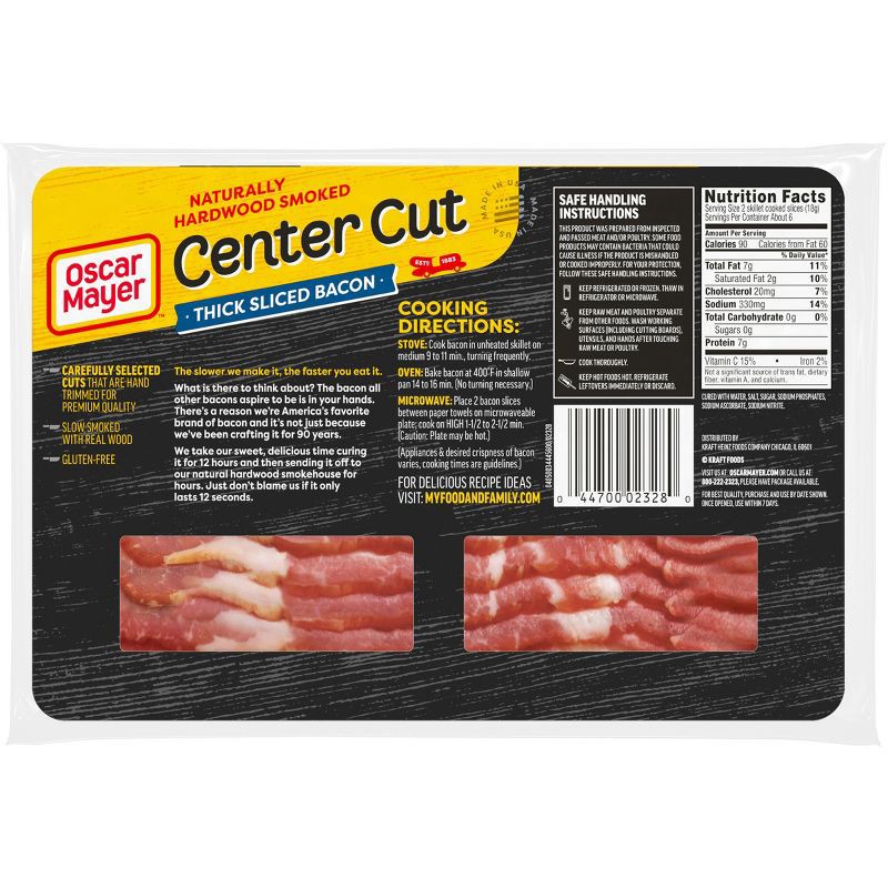 slide 9 of 9, Oscar Mayer Center Thick Cut Bacon - 12oz, 12 oz