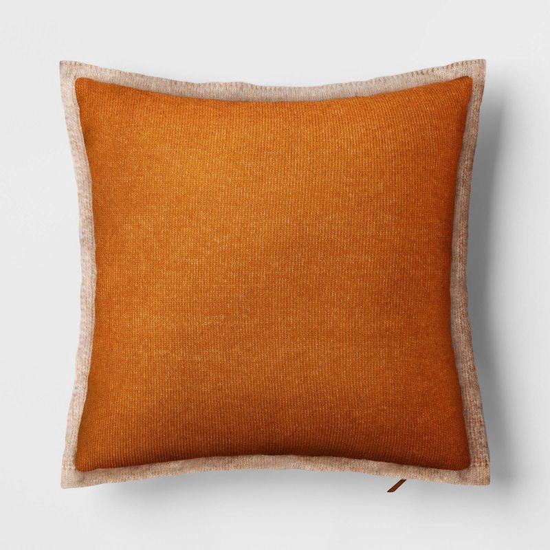 slide 1 of 5, The Cozy Collection Cozy Faux Cashmere Knit Square Throw Pillow Camel - Threshold™, 1 ct