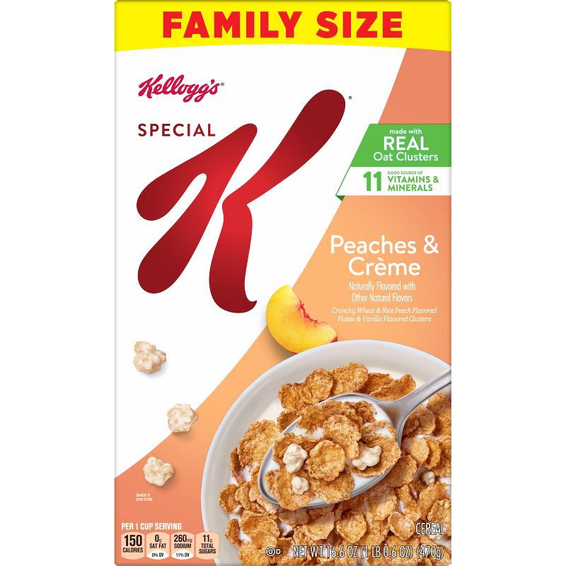 slide 6 of 11, Kellogg's Special K Peaches and Cream Breakfast Cereal - 16.6oz, 16.6 oz
