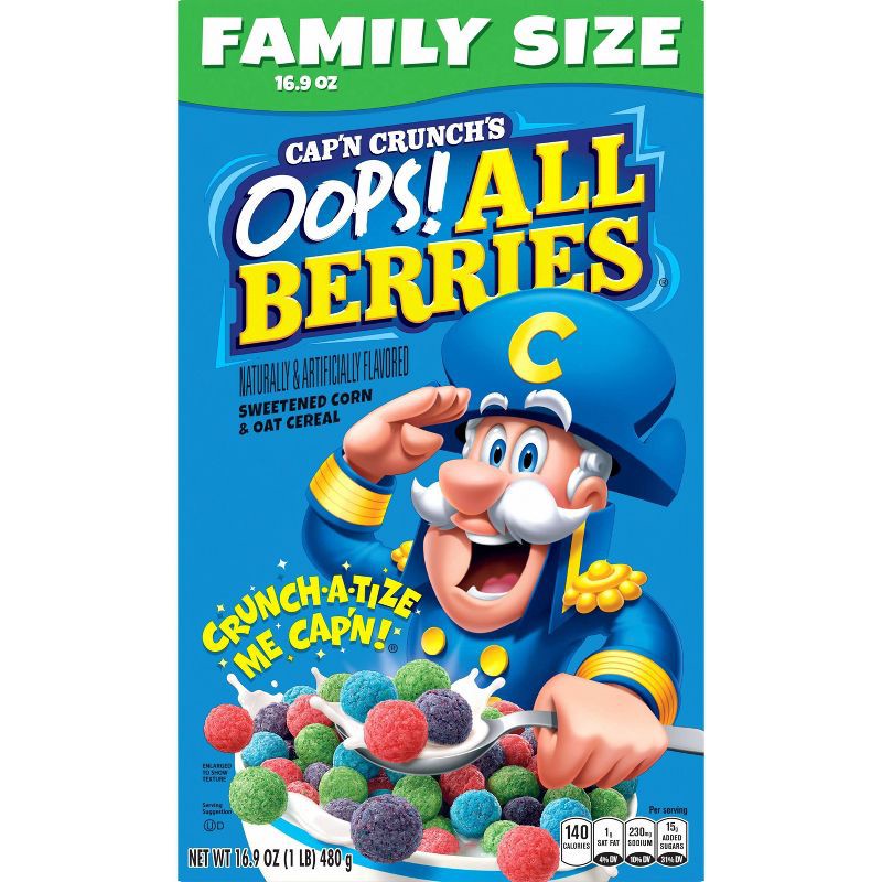 slide 2 of 9, Cap'n Crunch Oops All Berries Family Size Breakfast Cereal - 16.9oz, 16.9 oz