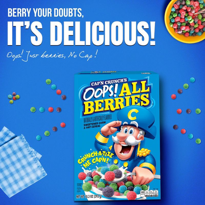 slide 4 of 9, Cap'n Crunch Oops All Berries Family Size Breakfast Cereal - 16.9oz, 16.9 oz