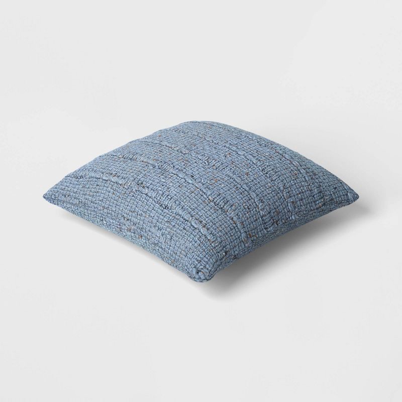 slide 4 of 4, Square Marled Knit Pillow Light Blue - Threshold™, 1 ct