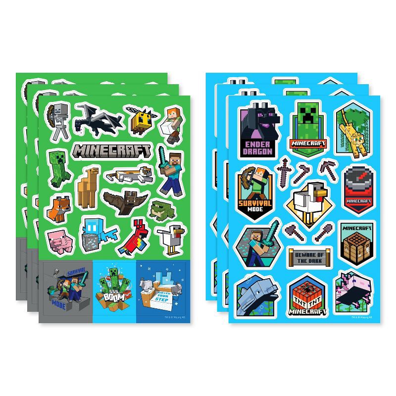 slide 3 of 4, Minecraft 108ct 6 Sheets Sticker Book For Kids' Iconic Minecraft Items, 108 ct, 6 sheets