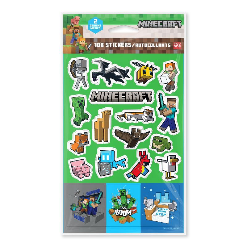 slide 1 of 4, Minecraft 108ct 6 Sheets Sticker Book For Kids' Iconic Minecraft Items, 108 ct, 6 sheets