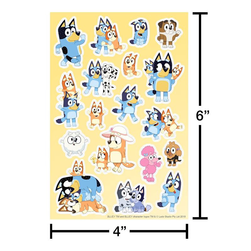 slide 4 of 4, Bluey 111ct 6 Sheets Stickers For Kids' Bluey Characters, 111 ct, 6 sheets