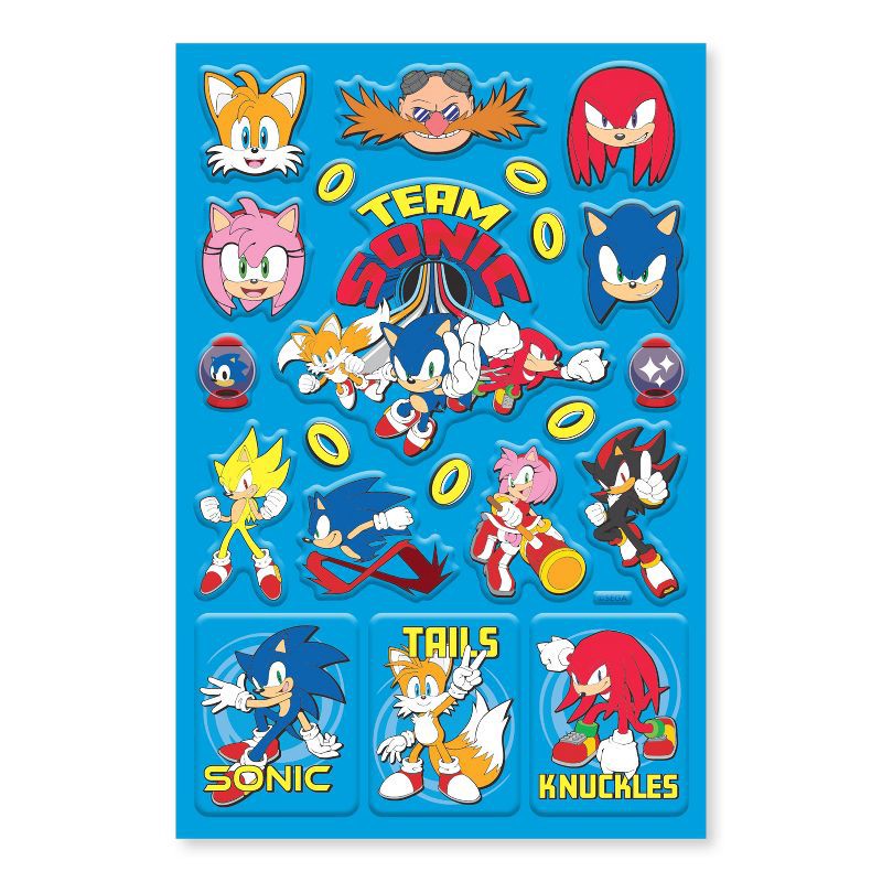slide 2 of 3, Sonic the Hedgehog 21ct 1 Sheet 3D Puffy Stickers For Kids' Sonic and Friends, 21 ct, 1 sheet