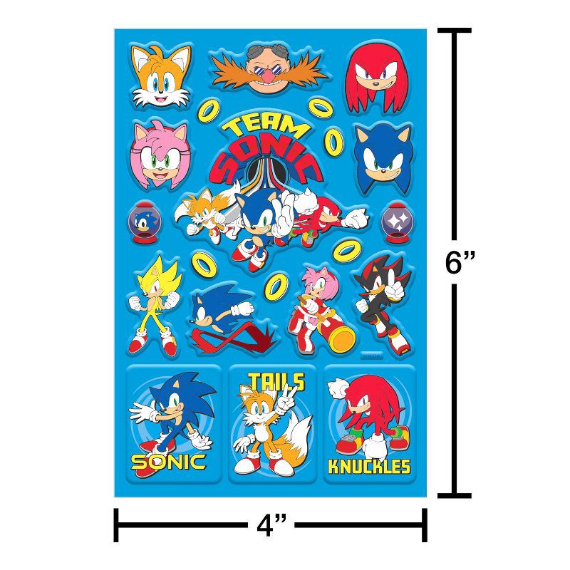slide 3 of 3, Sonic the Hedgehog 21ct 1 Sheet 3D Puffy Stickers For Kids' Sonic and Friends, 21 ct, 1 sheet